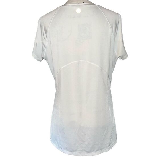 Athleta white v-neck reflective athletic short sleeve top large - Picture 5 of 7